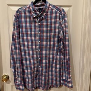 Long Sleeve Button Down Red White and Blue Plaid Shirt